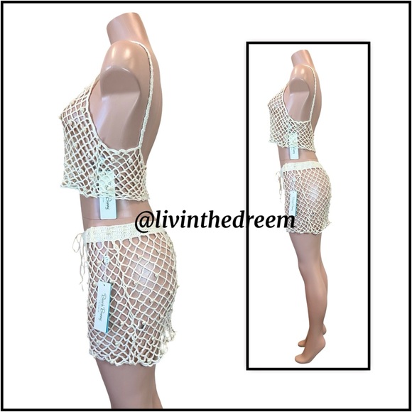 BEACH BUNNY Bianca Tank & Mini Skirt - Ivory Large Set $158 - Picture 5 of 16